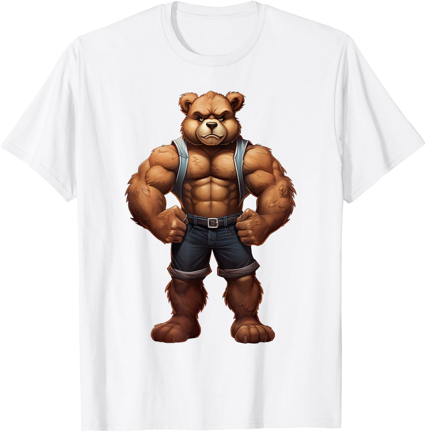 Teddy Bear Bodybuilder Muscular Body Gym Fitness T-Shirt - T-Shirt | White