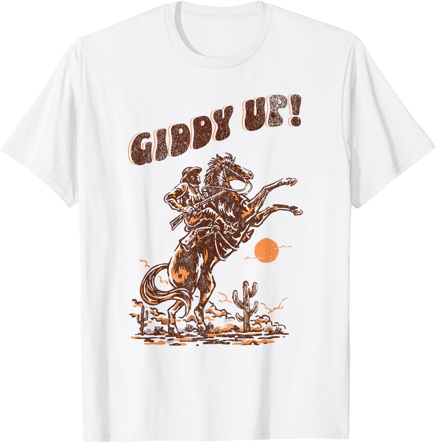 Giddy Up Horse Western Boho Hippie Design T-Shirt - T-Shirt | White
