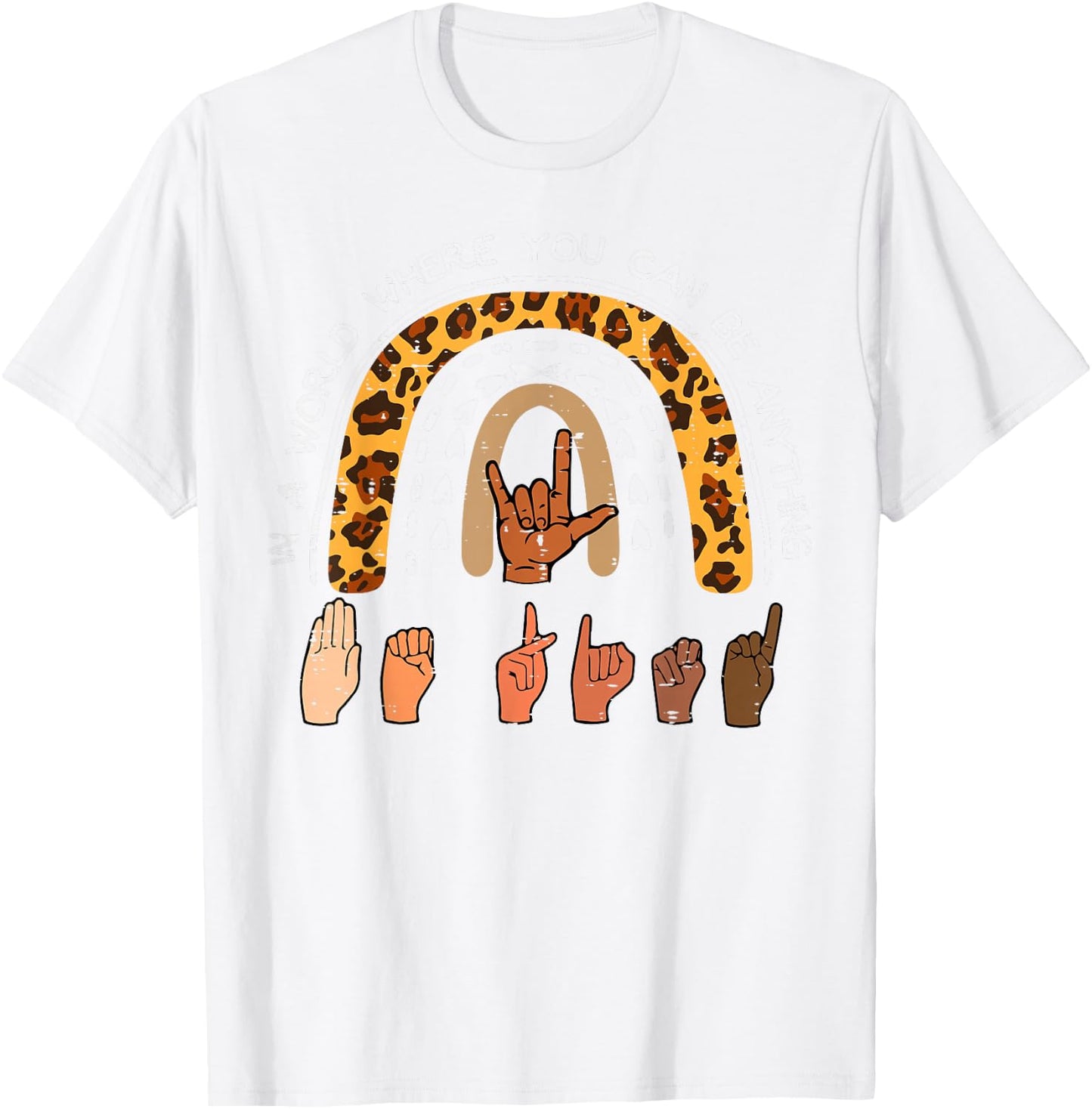 Kind Sign Language ASL Rainbow Black Orange Unity Day Kids T-Shirt - T-Shirt | White