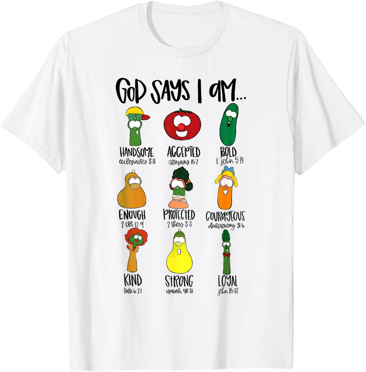 God Says Im Enough Vegetables Doodle Foodie Preppy Aesthetic T-Shirt - T-Shirt | White