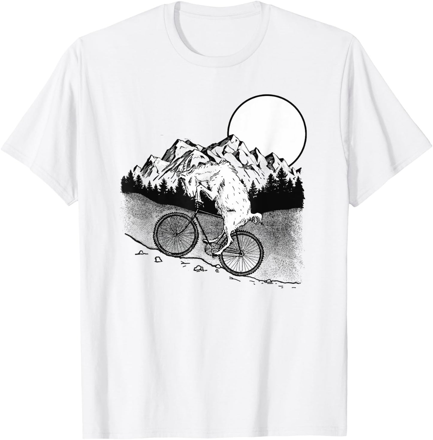 Mountain Goat Funny Mountain Biking Goat Biker Vintage 80s T-Shirt - T-Shirt | White