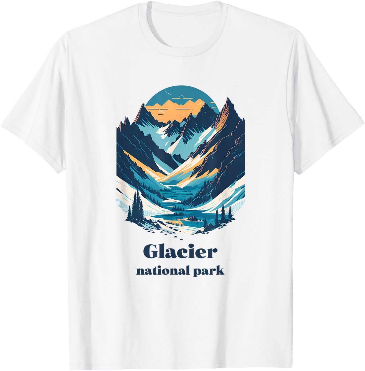 Glacier National Park Montana Cool Retro Style T-Shirt - T-Shirt | White