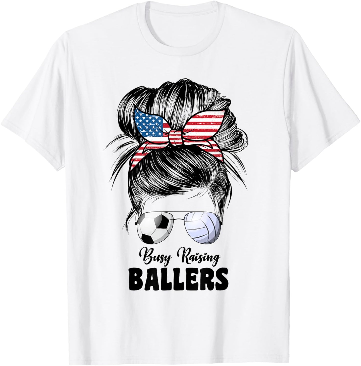 Busy Raising Ballers Volleyball And Soccer Mom Mom T-Shirt - T-Shirt | White