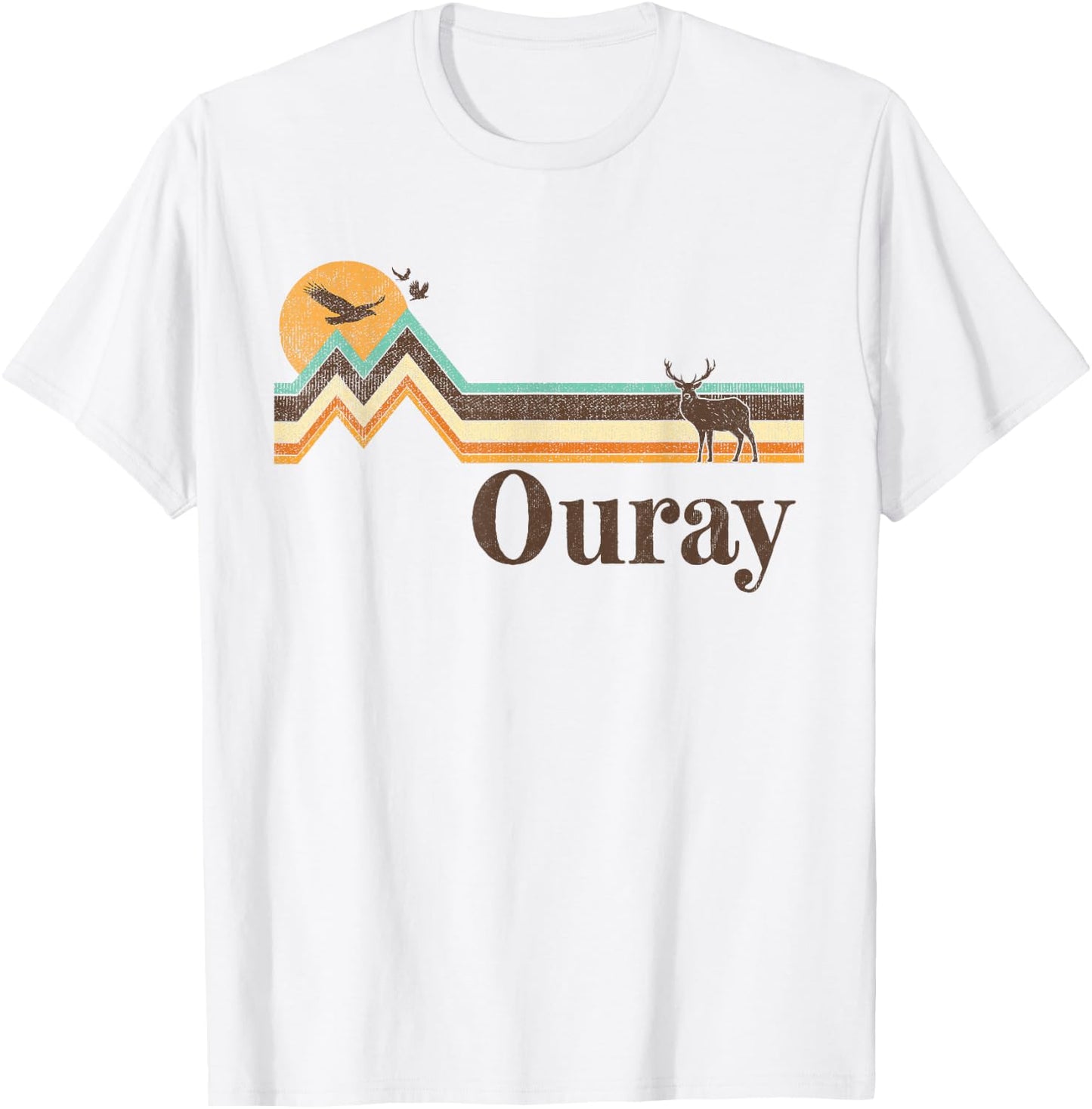 Ouray Colorado 70s 80s Retro Vintage Men Women Distressed T-Shirt - T-Shirt | White