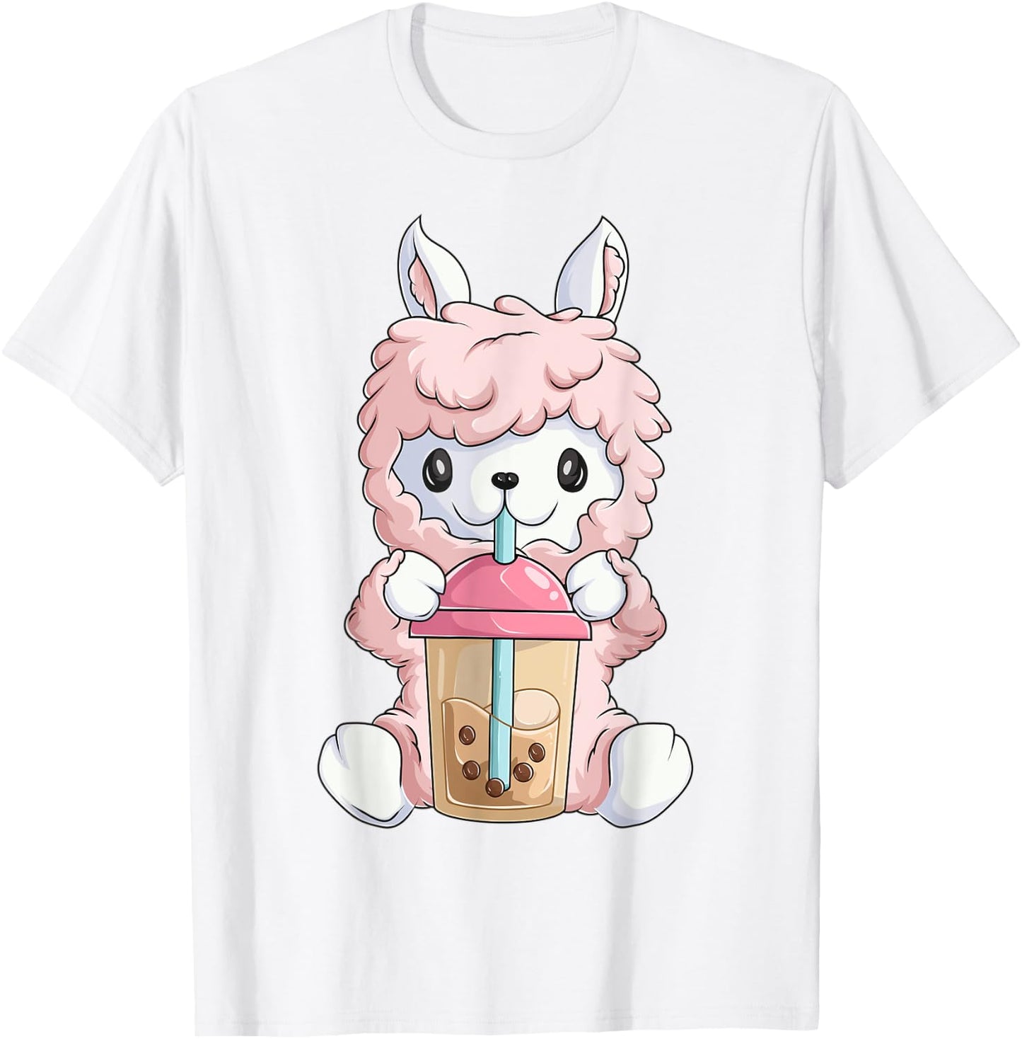 Kawaii Anime Llama Shirt Girls, Boba Bubble Tea T-Shirt - T-Shirt | White