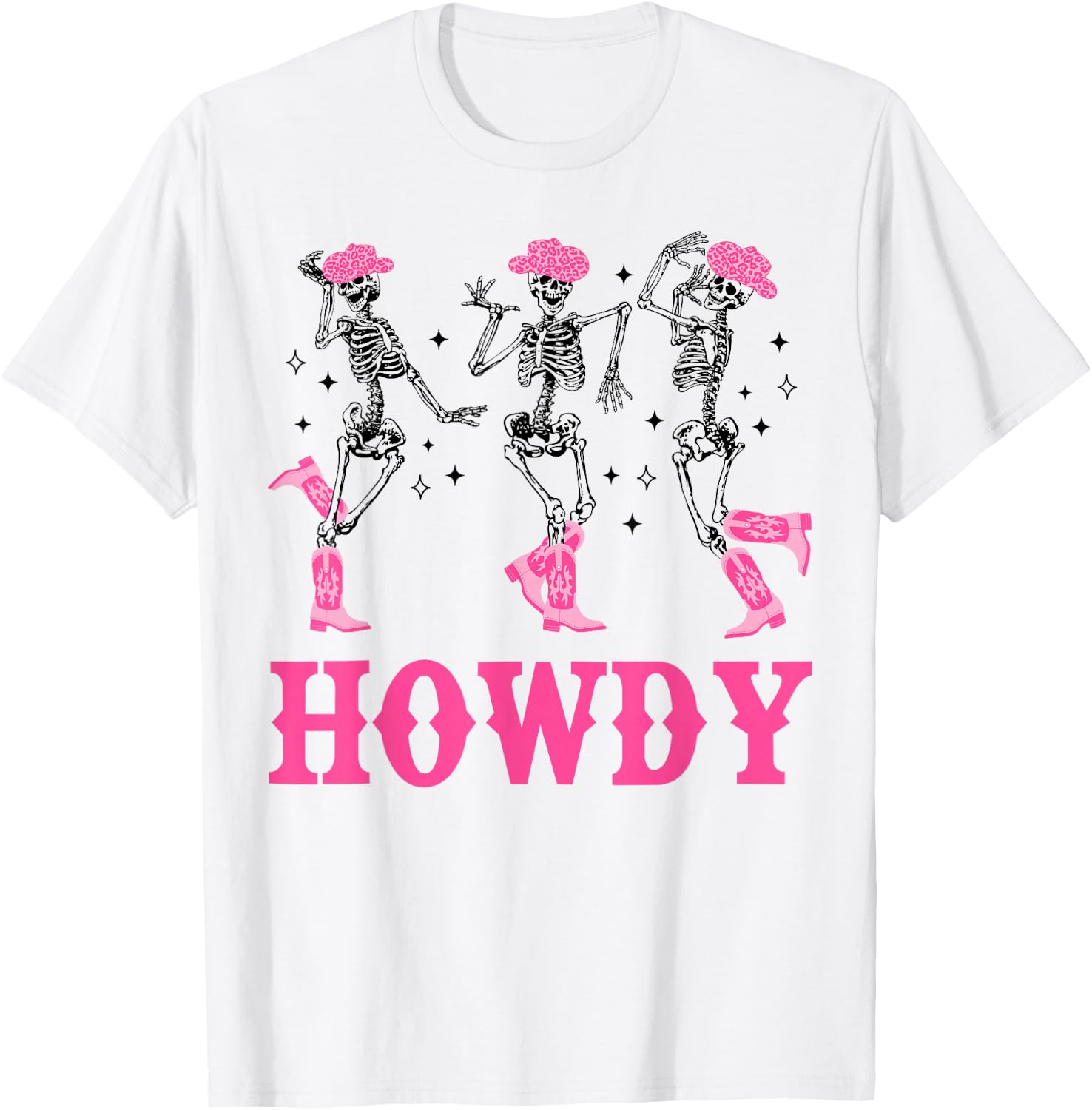 Howdy Skeleton Dancing Western Cowgirl Halloween Party T-Shirt - T-Shirt | White