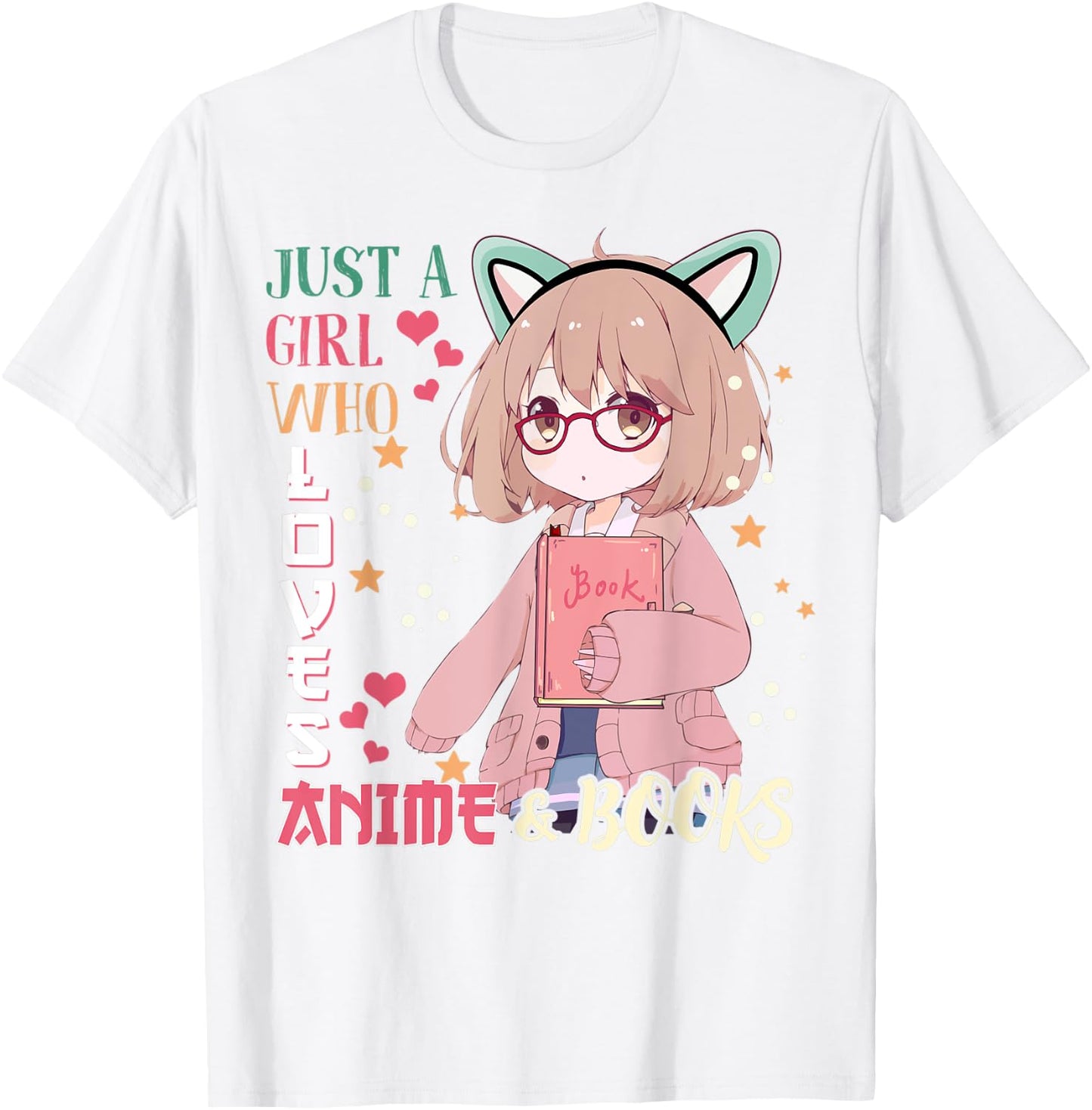 Anime-Shirt Just A Girl Who Love Anime & Books Kids Teenage T-Shirt - T-Shirt | White