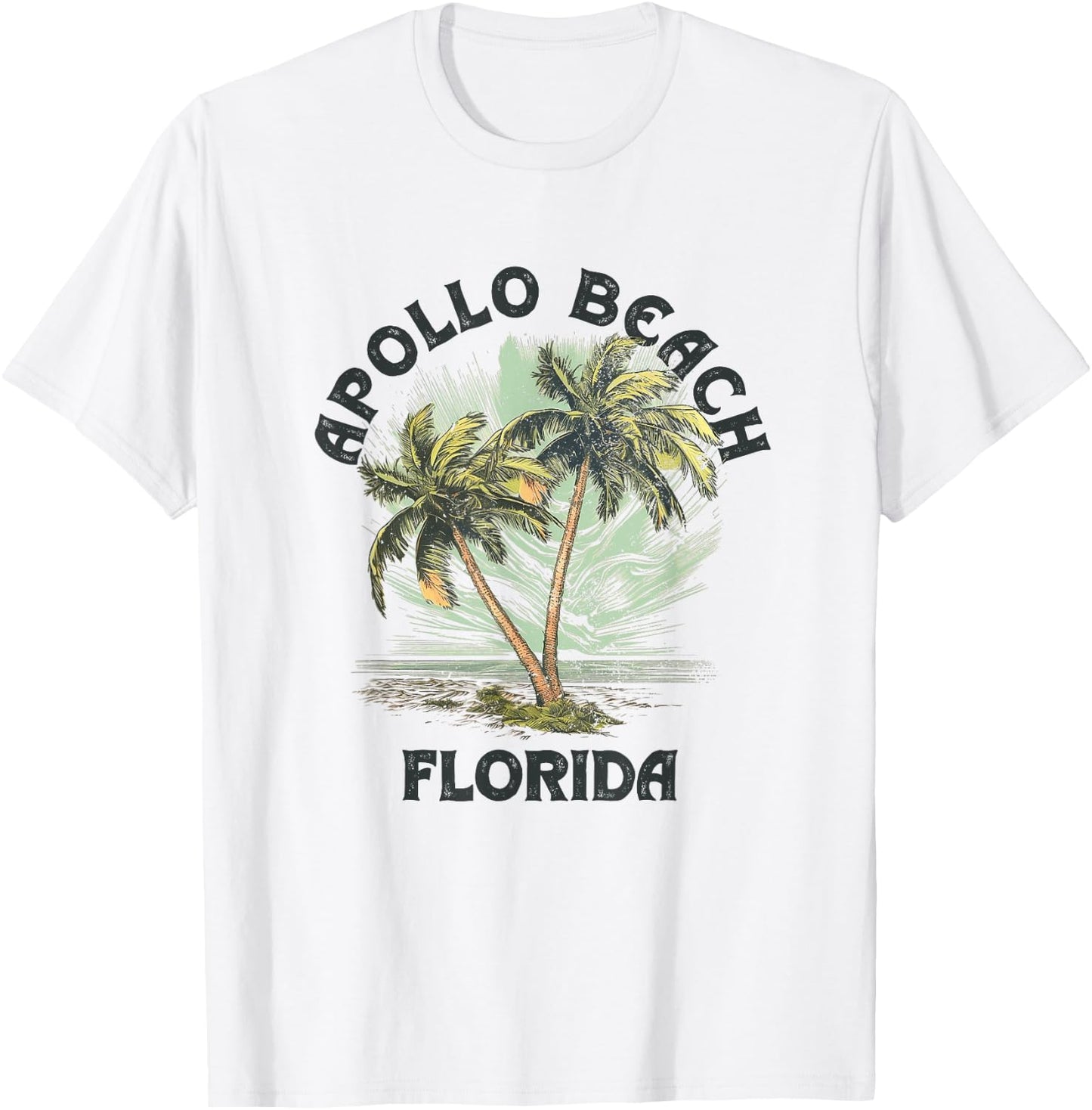 Apollo Beach Florida Palms Vintage Beach Men Women T-Shirt - T-Shirt | White