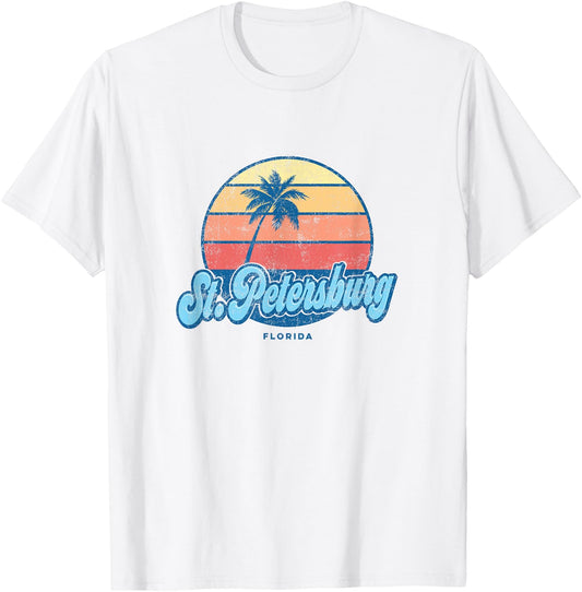 Vintage St. Petersburg Florida FL Classic 70s Retro Surfer T-Shirt - T-Shirt | White