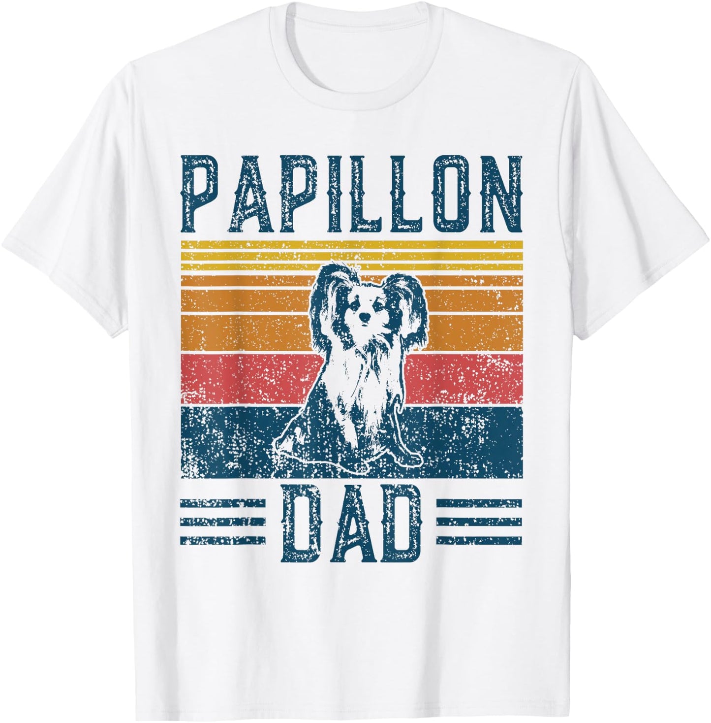 Dog Papillon Dad - Vintage Papillon Dad T-Shirt - T-Shirt | White