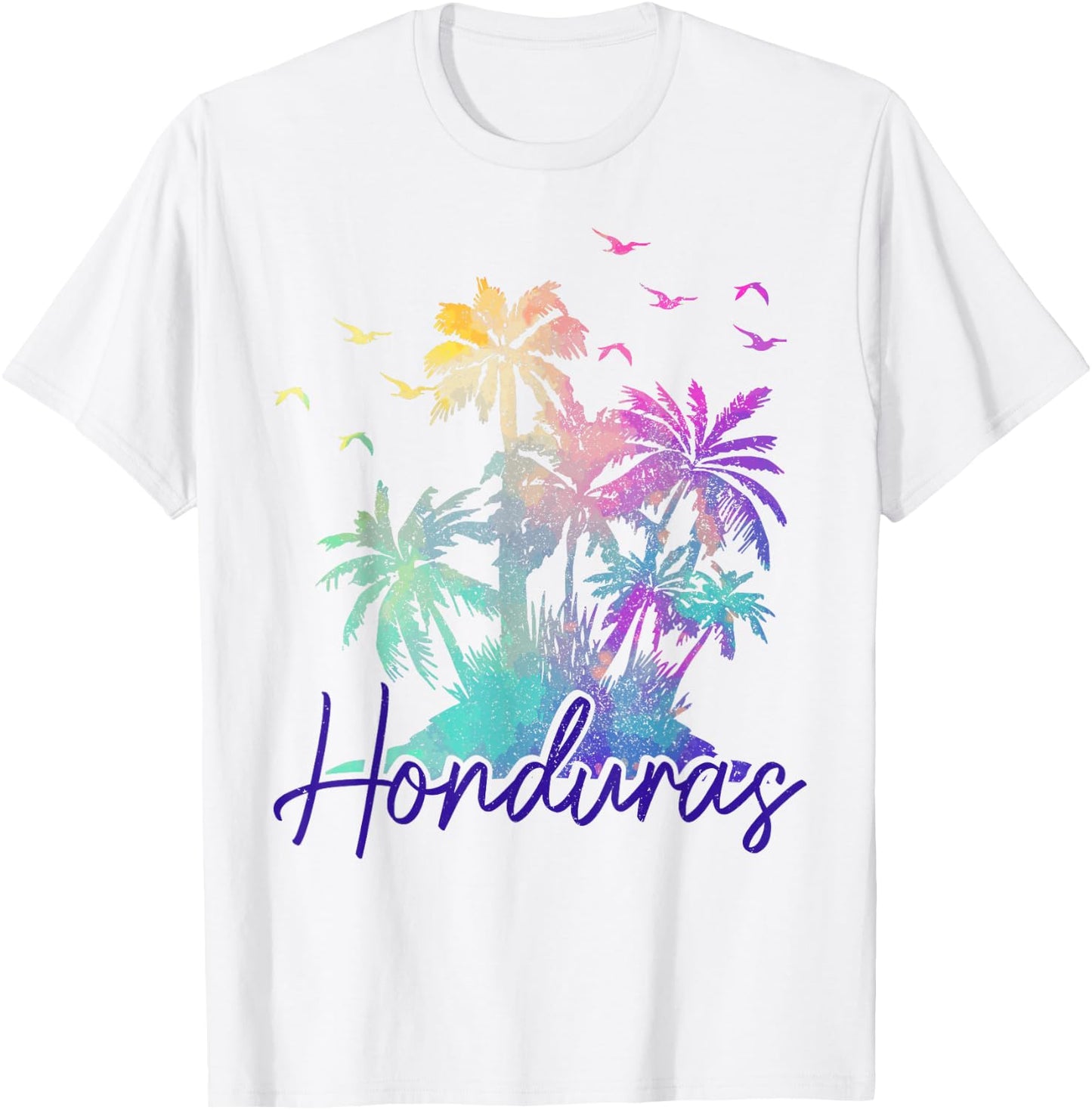 Honduras Beach Vintage Palm Trees Holiday T-Shirt - T-Shirt | White