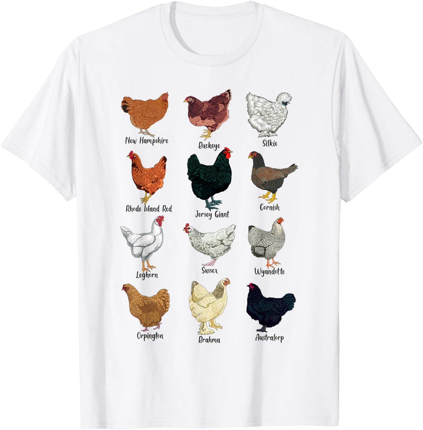 Various Chickens - Chicken Breeds T-Shirt - T-Shirt | White