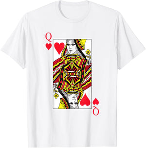 Queen Red Hearts Costume Blackjack Cards Poker 21 Q T-Shirt - T-Shirt | White