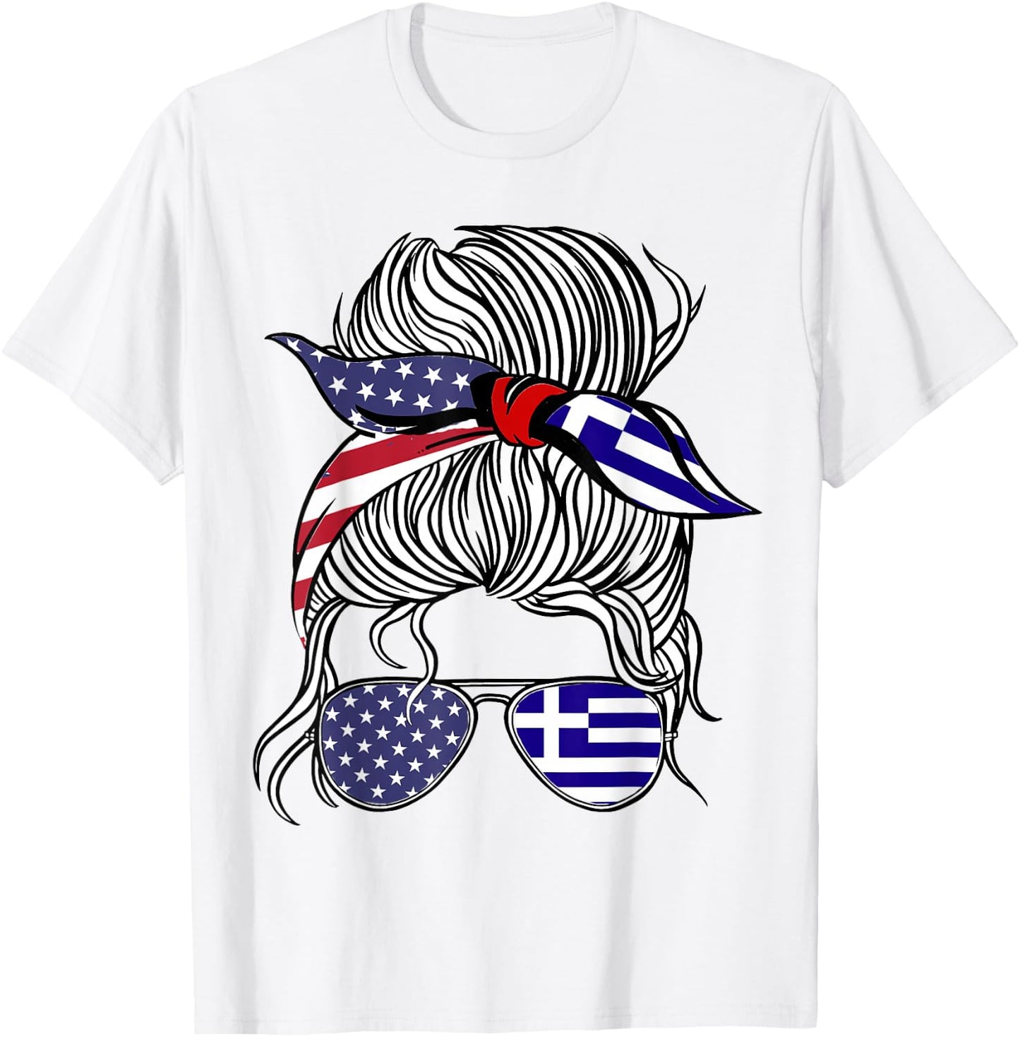American Greek Patriot Flag Women Girl Greece Grown T-Shirt - T-Shirt | White