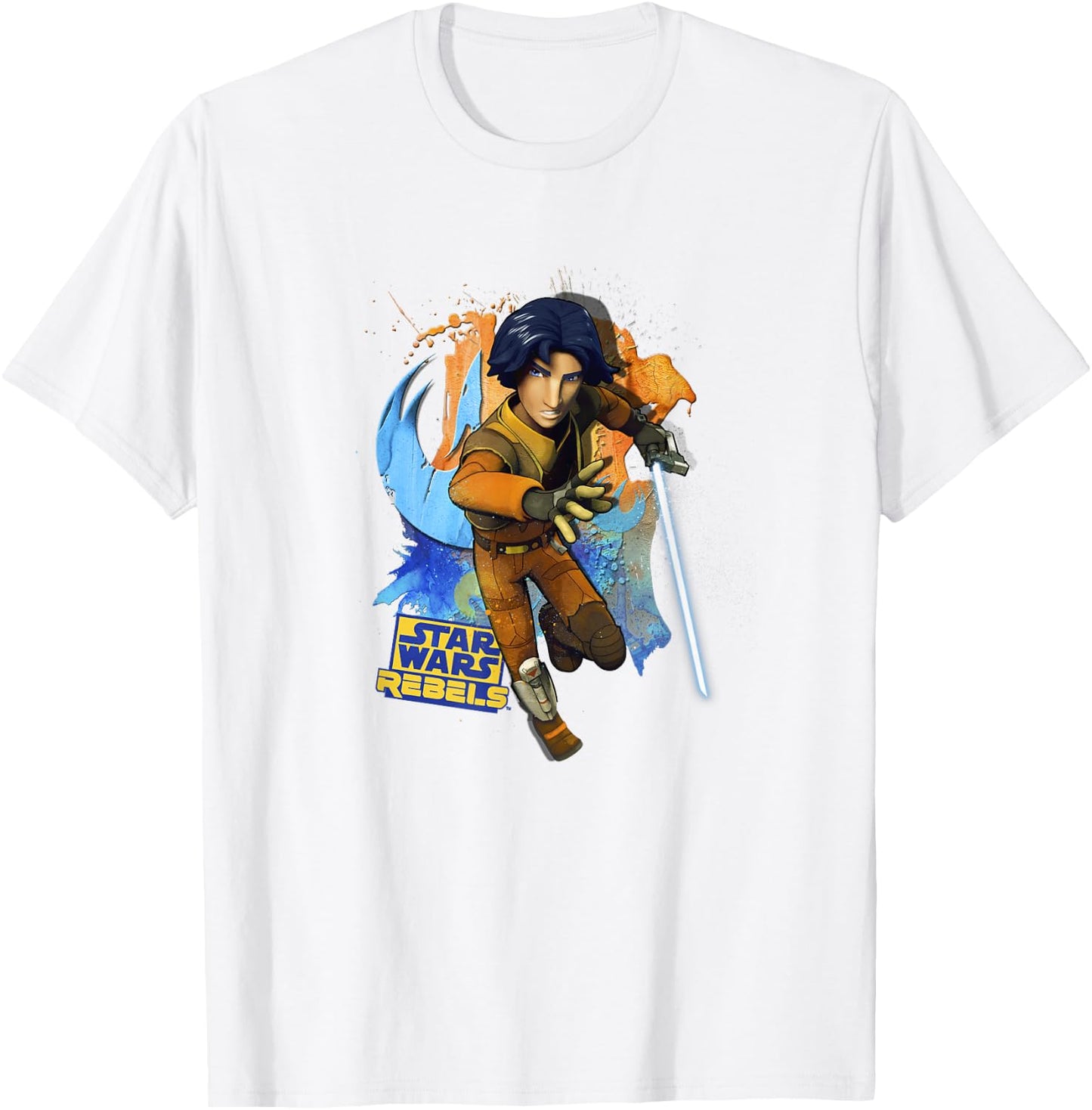 Star Wars Rebels Ezra Bridger Paint Splat Portrait T-Shirt - T-Shirt | White
