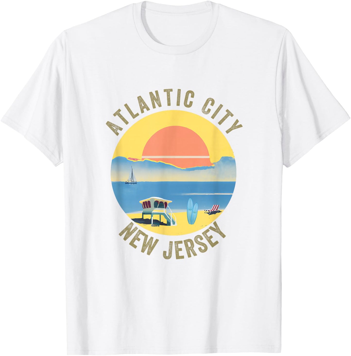 Atlantic City Souvenir Apparel - Retro Vintage Atlantic City T-Shirt - T-Shirt | White