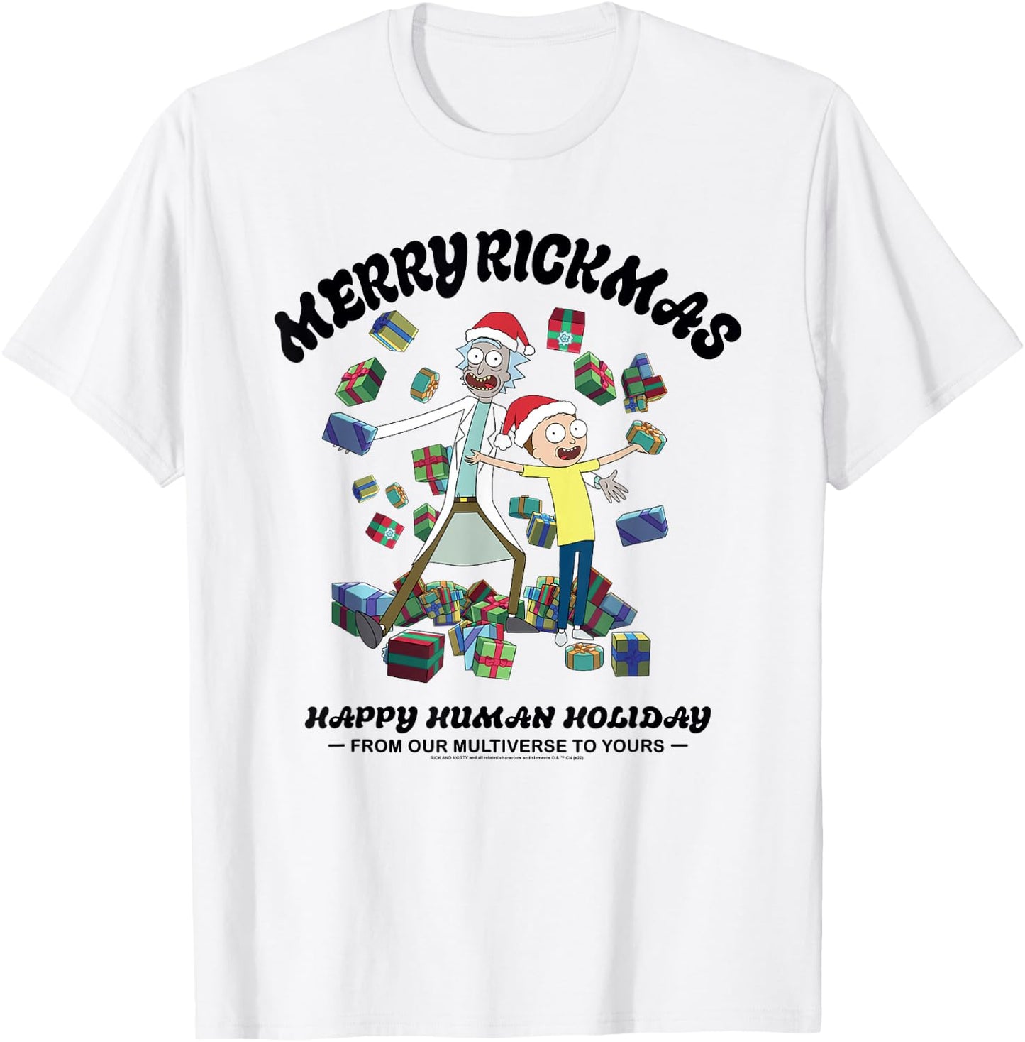 Rick and Morty Christmas Merry Rickmas Light T-Shirt - T-Shirt | White