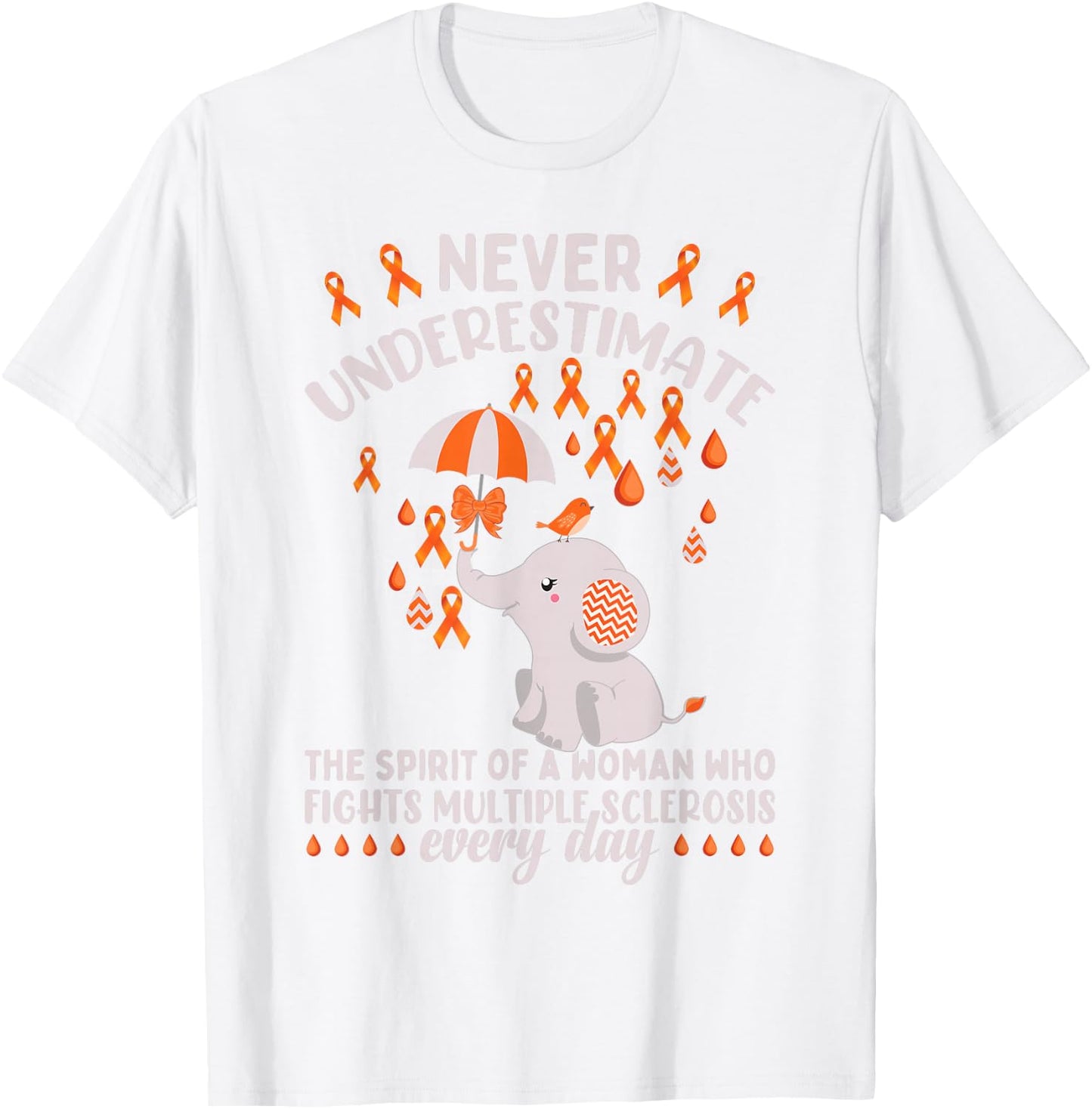 Multiple Sclerosis Awareness Month Cute MS Elephant T-Shirt - T-Shirt | White