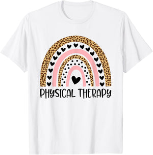 Physical Therapy Rainbow Leopard Therapist PT Month Women T-Shirt - T-Shirt | White