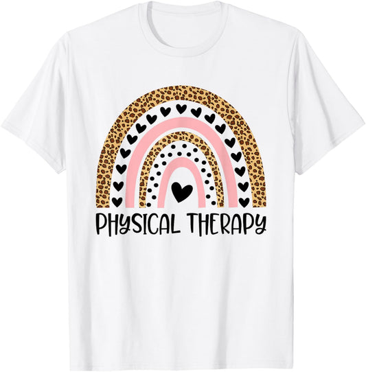 Physical Therapy Rainbow Leopard Therapist PT Month Women T-Shirt - T-Shirt | White