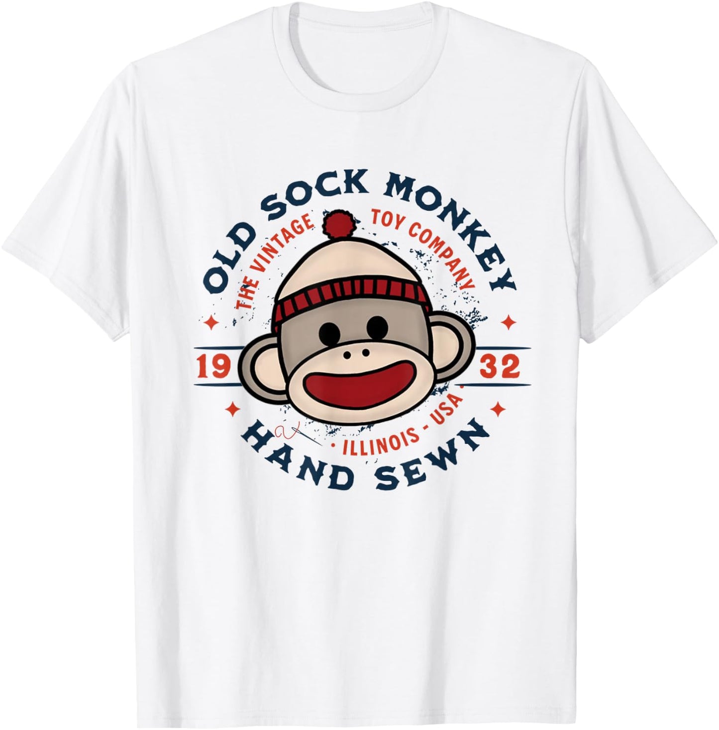 Old Sock Monkey Vintage Toy Company Logo Sock Monkey T-Shirt - T-Shirt | White