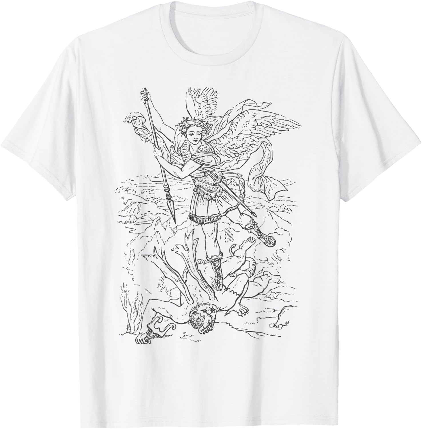 St Saint Michael the Archangel Catholic Angel Warrior T-Shirt - T-Shirt | White