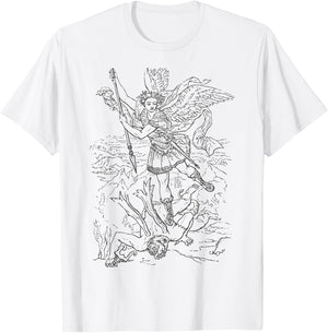 St Saint Michael the Archangel Catholic Angel Warrior T-Shirt - T-Shirt | White