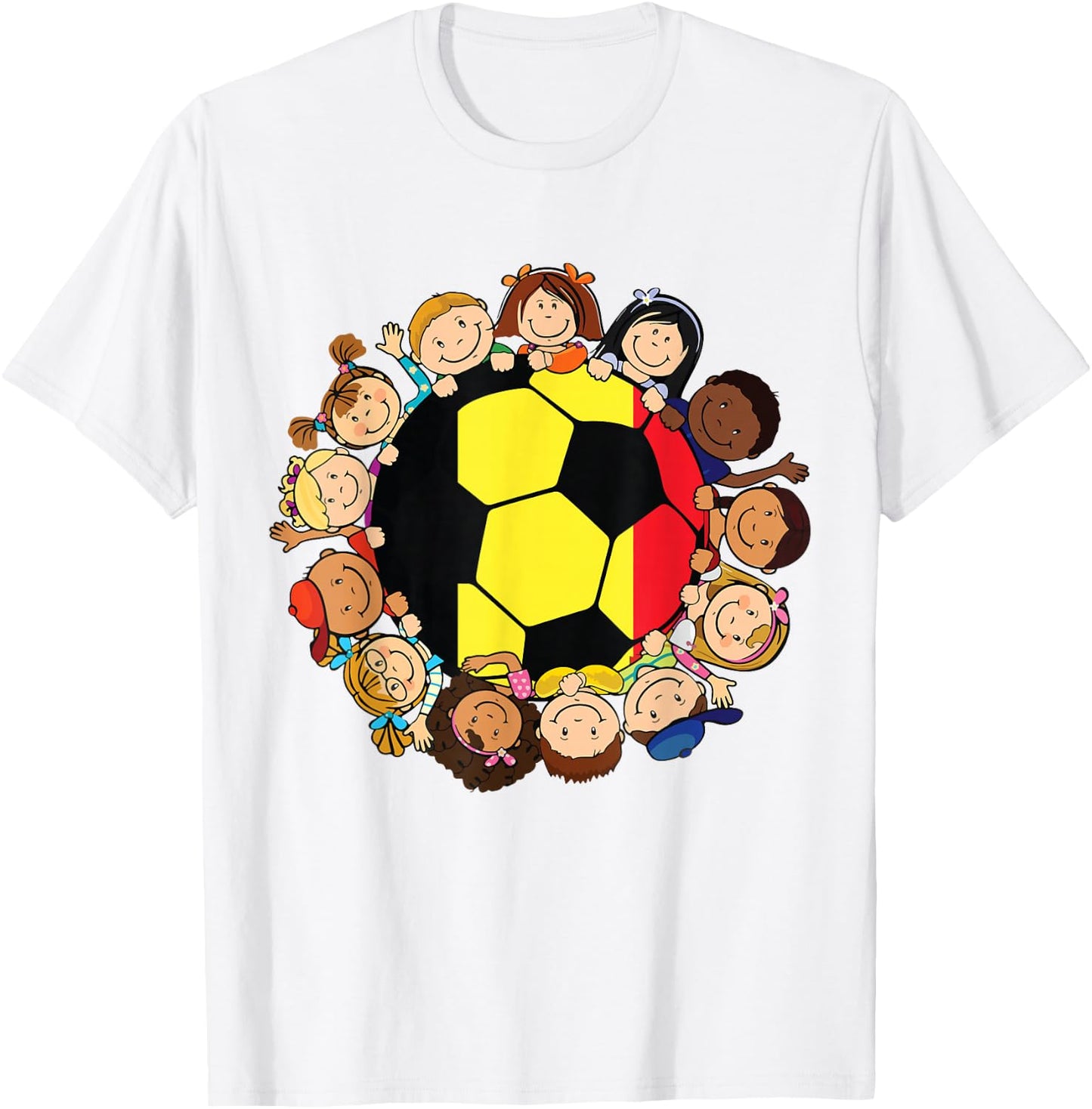 Belgium Soccer Ball Kids Toddler Girls Around Belgian Flag T-Shirt - T-Shirt | White