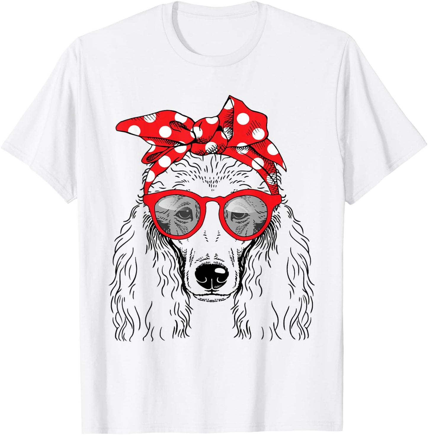 Poodle Dog Mom Bandana Sunglasses Mother's Day Men Women T-Shirt - T-Shirt | White