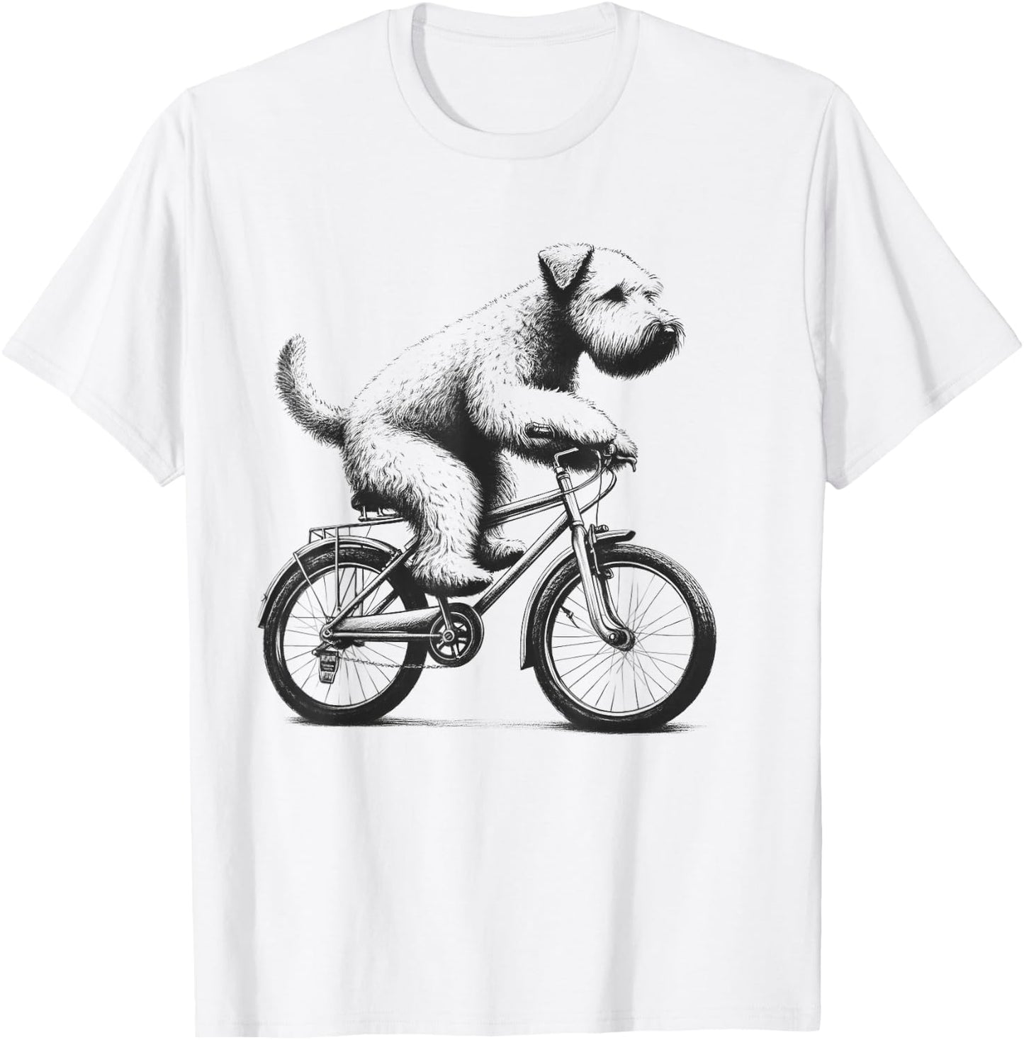 Soft Coated Wheaten Terrier Dog Riding a Bike Cycling T-Shirt - T-Shirt | White