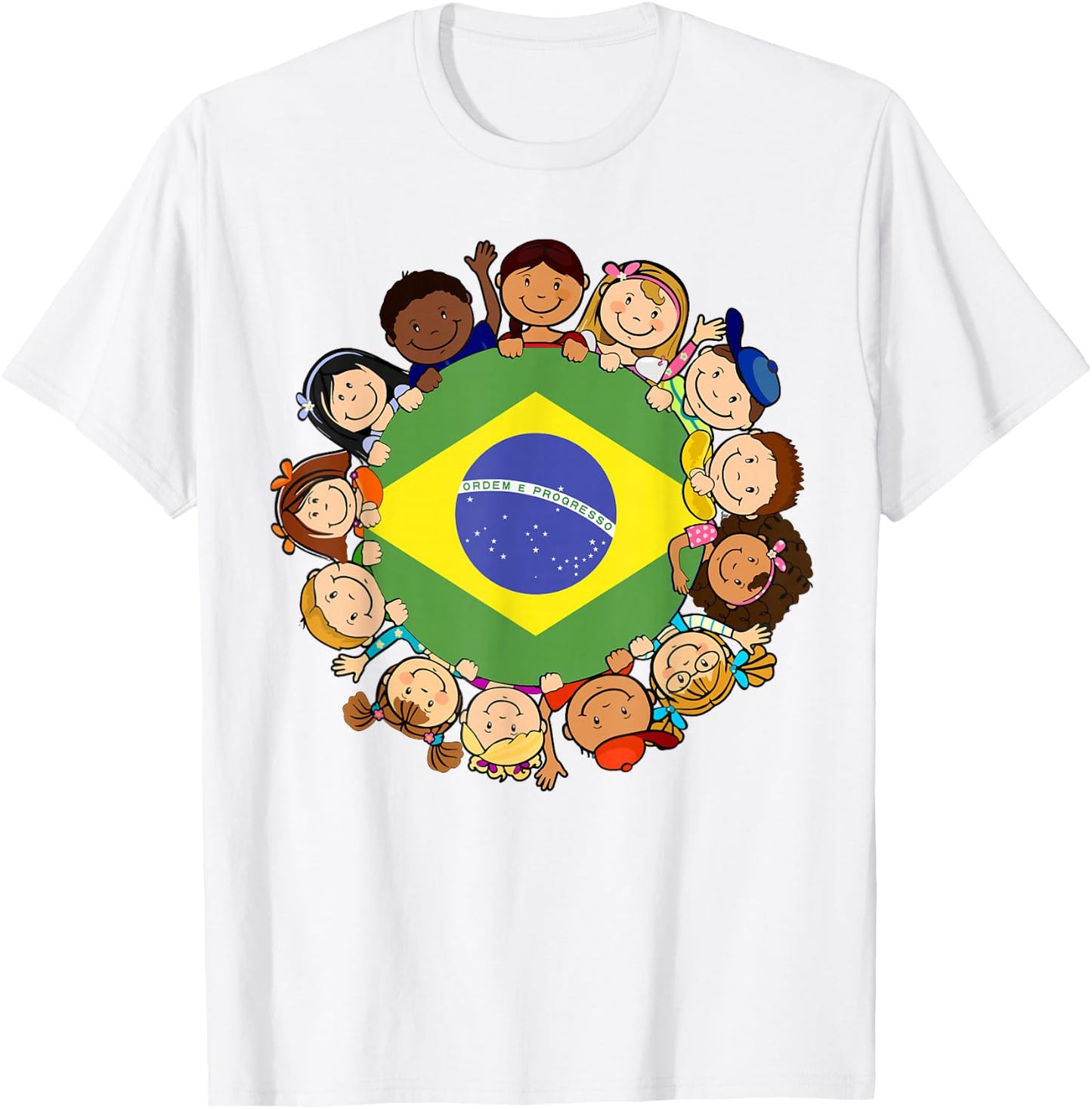 Brazil Kids Brazilian Flag Hispanic Heritage Month Girl Boy T-Shirt - T-Shirt | White