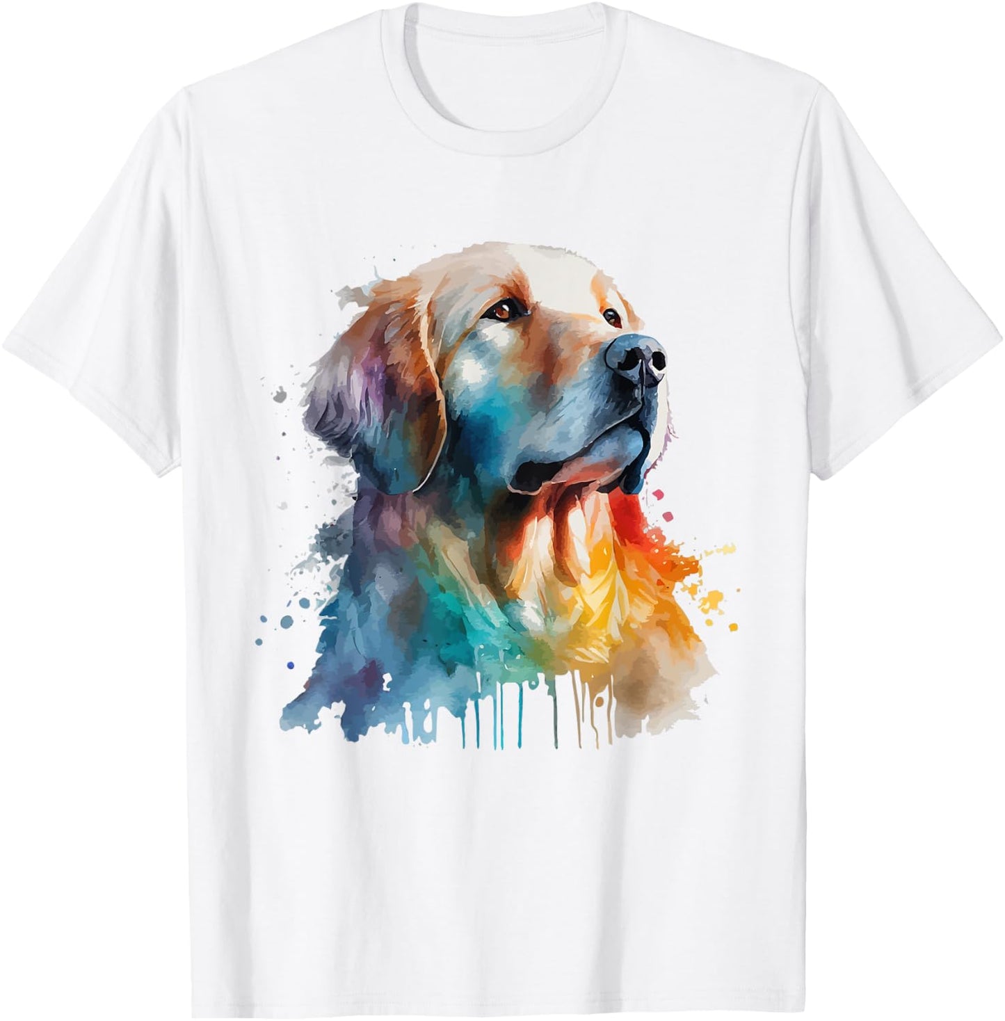 Golden Retriever Colorful Pop Art Tie Dye Watercolor T-Shirt - T-Shirt | White