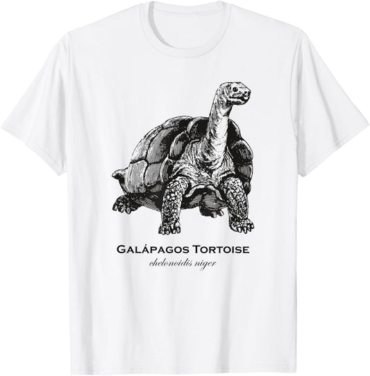Vintage Galapagos Tortoise Designs by BAS -Adults & Kids Classic Fit Retro Cartoon Animal Print Grey Small T-Shirt - T-Shirt | White
