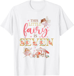 Wildflower Garden Fairy Floral 7th Birthday Shirt Girl T-Shirt - T-Shirt | White