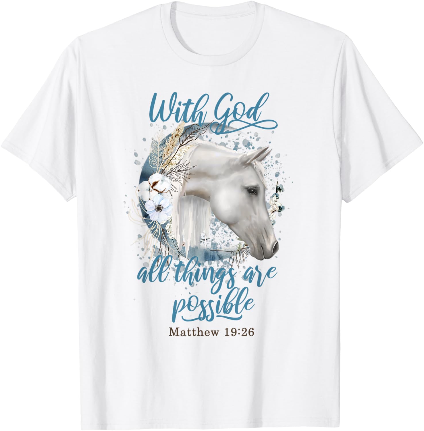 Horse Flowers Horseback Riding Christian Horse Owner T-Shirt - T-Shirt | White