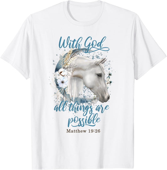 Horse Flowers Horseback Riding Christian Horse Owner T-Shirt - T-Shirt | White