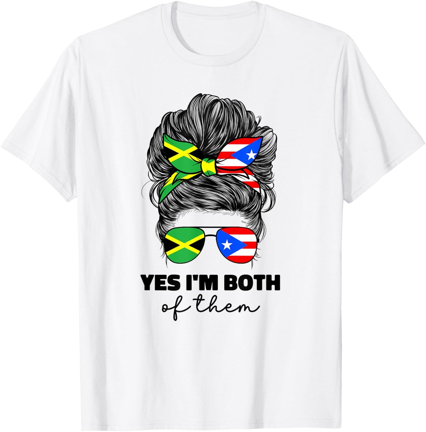 Half Jamaican And Puerto Rican Rico Jamaica Flag Gril Funny T-Shirt - T-Shirt | White