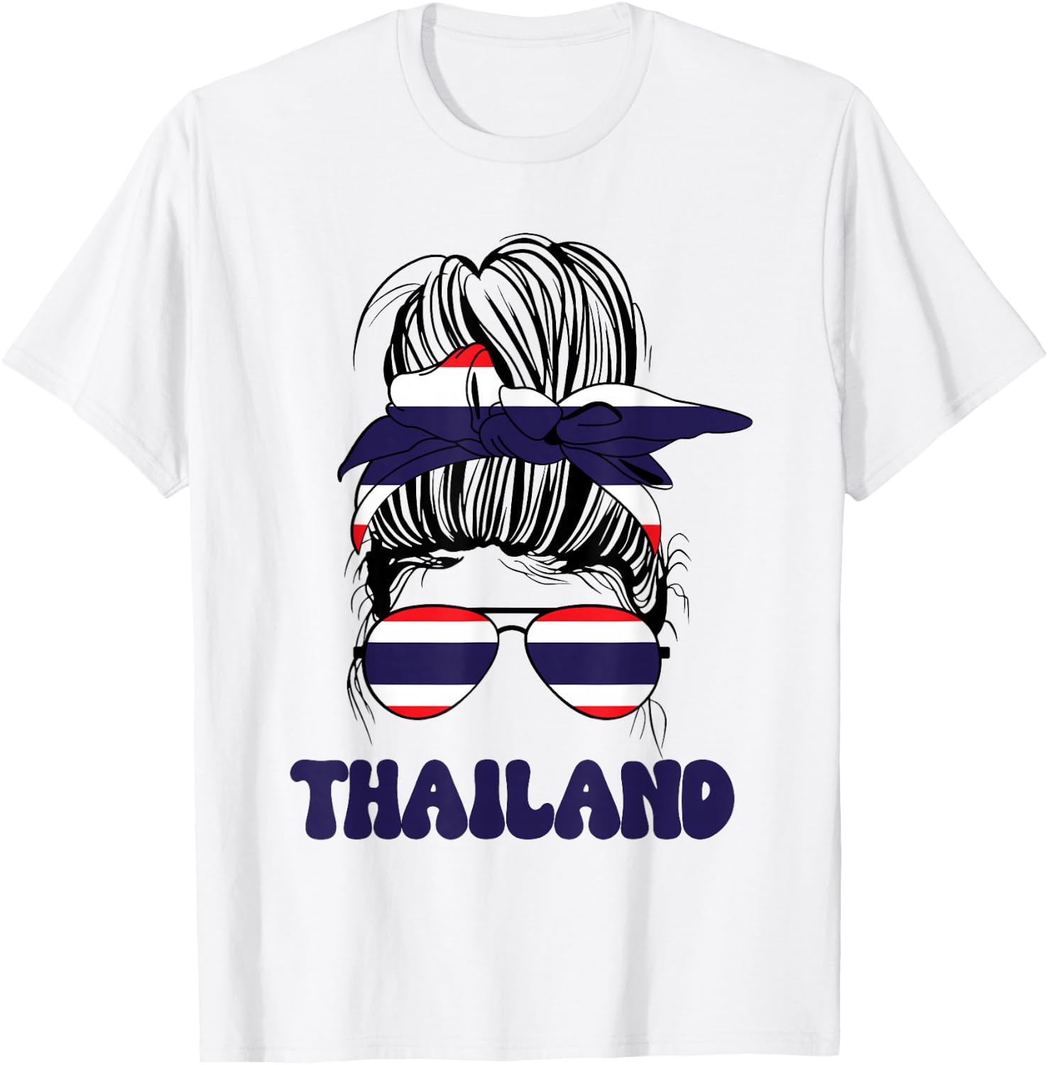 Thai Women Messy Bun, Thailand Flag For Thai Girls T-Shirt - T-Shirt | White