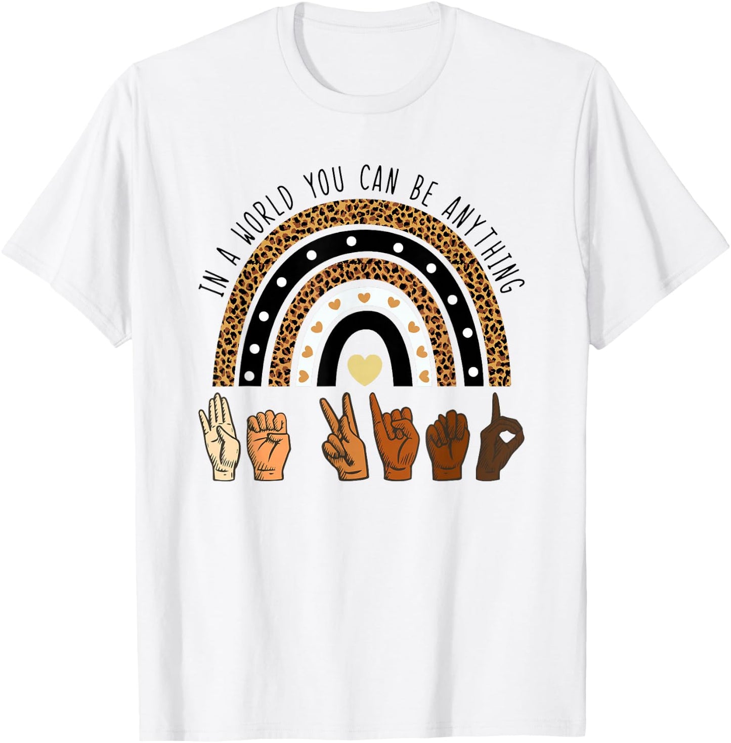 Rainbow Be Kind Sign Language We Wear Orange for Unity Day T-Shirt - T-Shirt | White