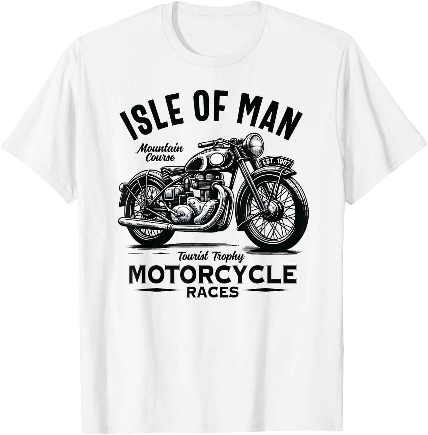 Isle of Man TT Races Vintage Motorcycle Retro Design T-Shirt - T-Shirt | White