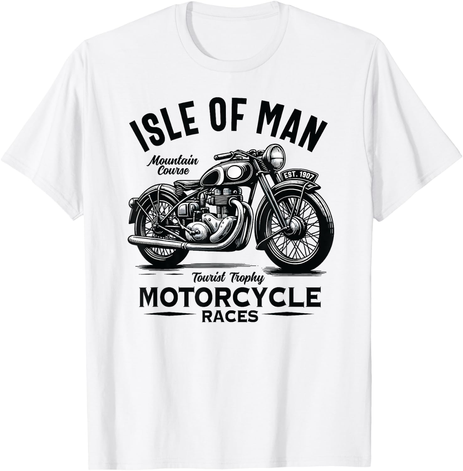 Isle of Man TT Races Vintage Motorcycle Retro Design T-Shirt - T-Shirt | White