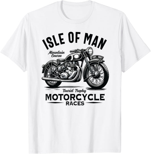 Isle of Man TT Races Vintage Motorcycle Retro Design T-Shirt - T-Shirt | White