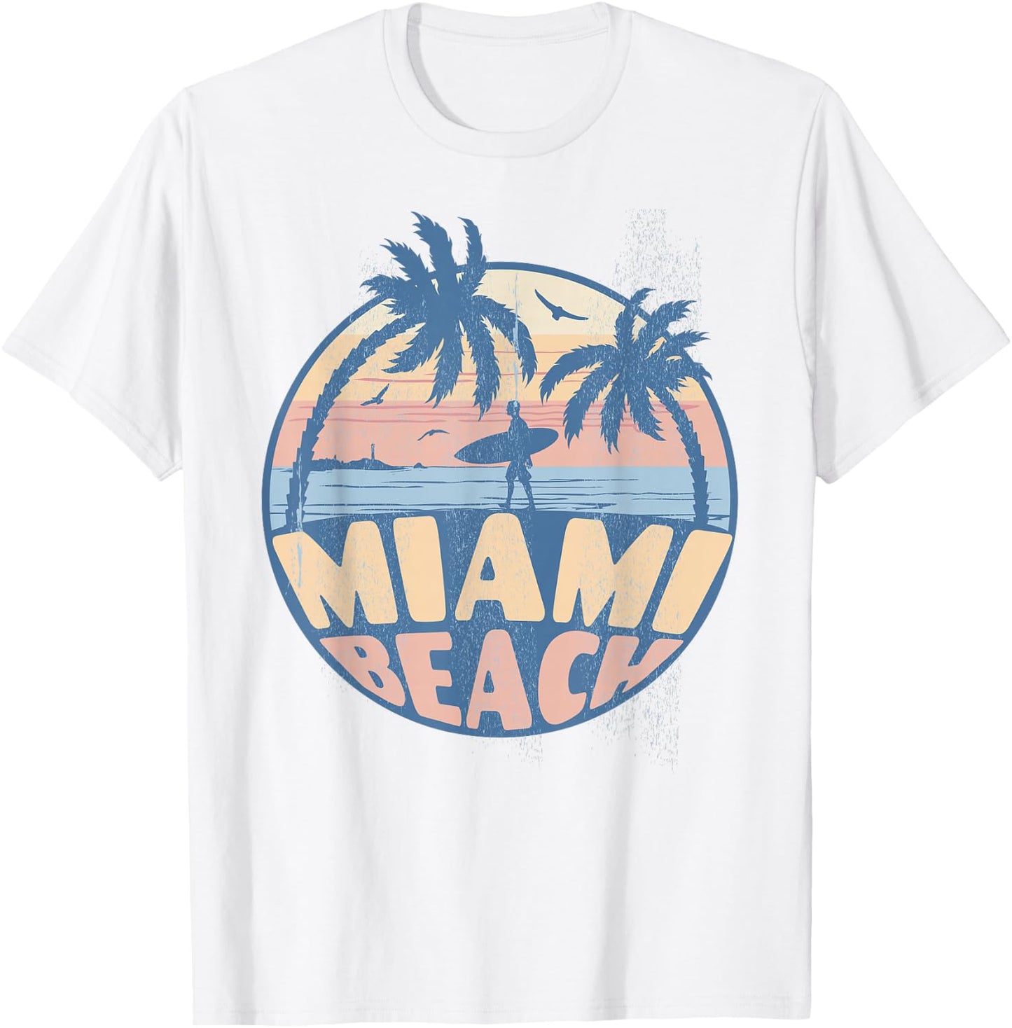 Miami Florida Beach Surf Summer Vacation Vintage Men Women Girls Kids T-Shirt - T-Shirt | White