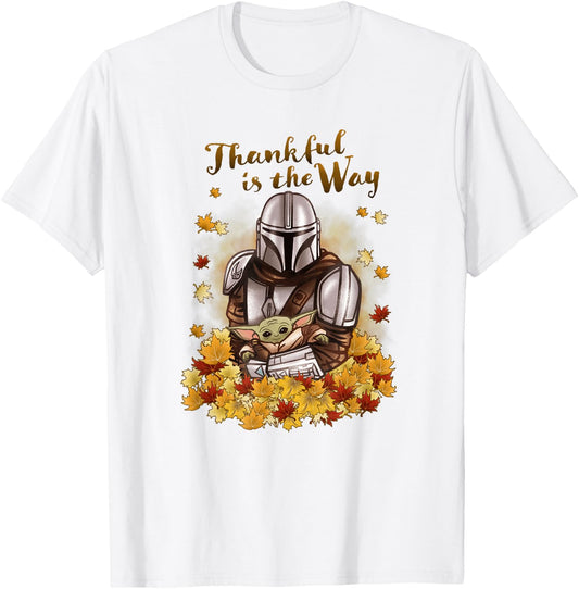 Star Wars: The Mandalorian Halloween Thankful Is The Way T-Shirt - T-Shirt | White