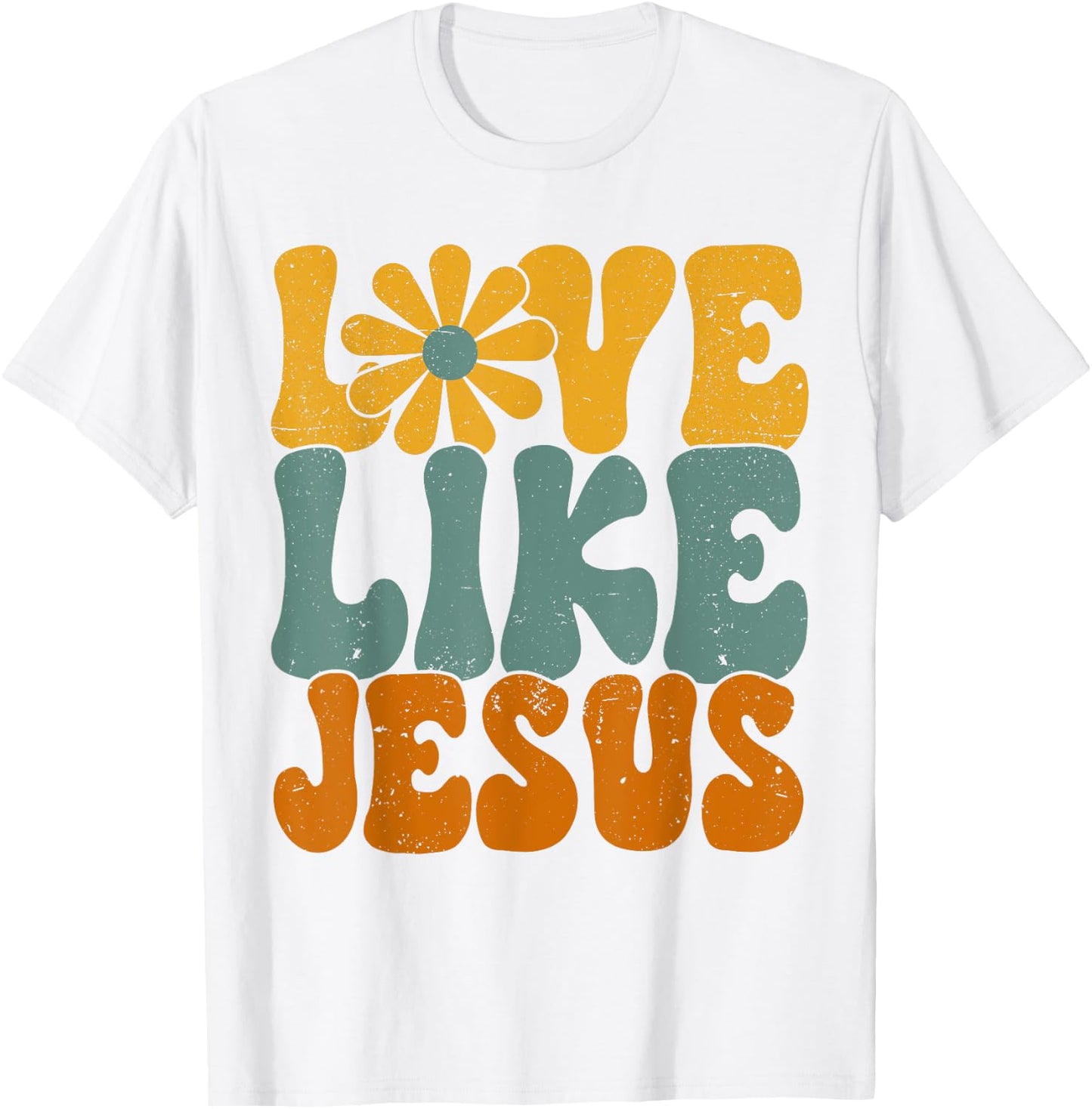 Christian Retro Love Like Jesus Religious Faith God 70s T-Shirt - T-Shirt | White