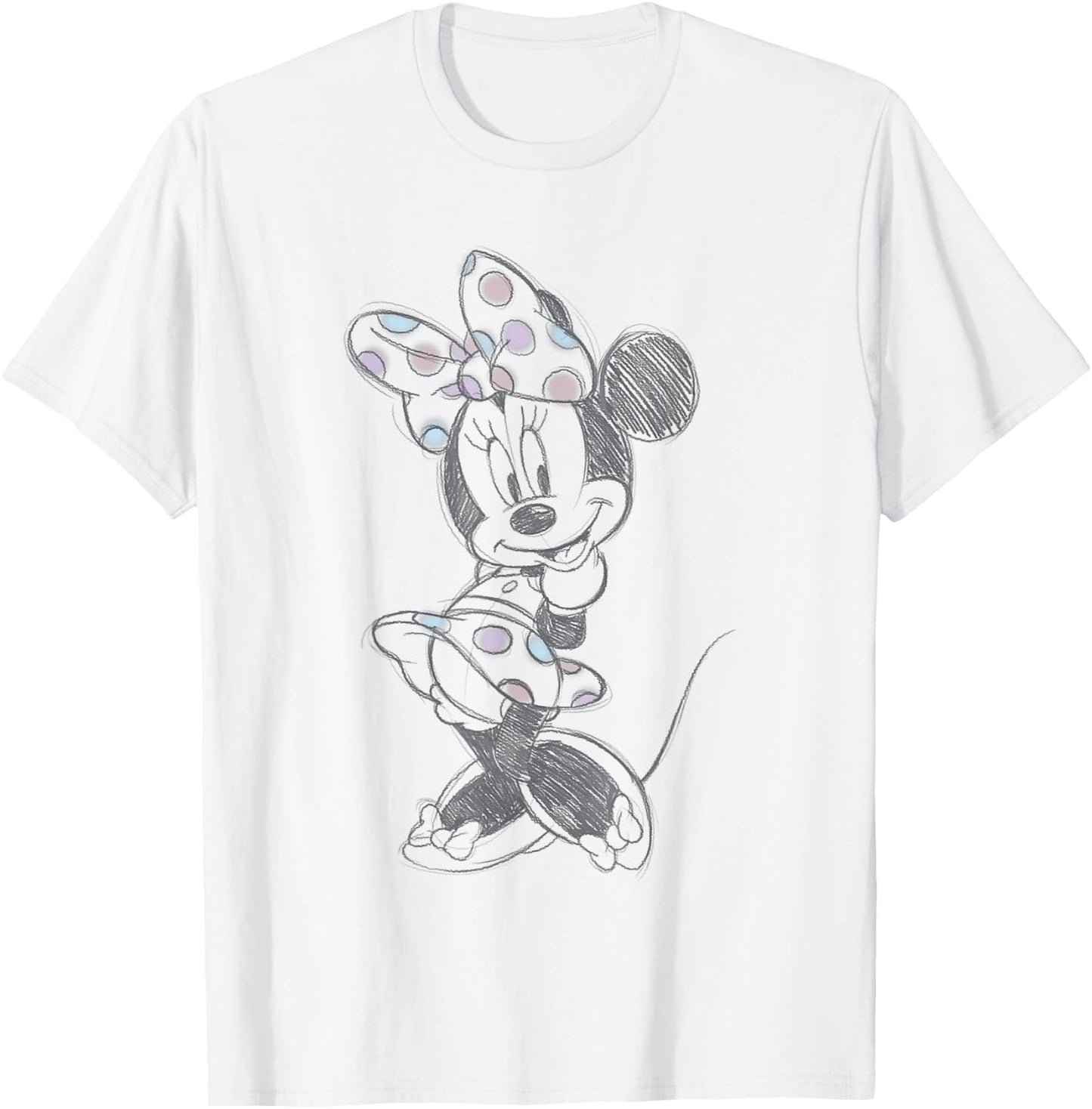 Disney Minnie Mouse Vintage Sweetie Pastel Polka Dot Sketch T-Shirt - T-Shirt | White