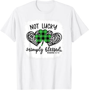 Bleached Shamrock Not Lucky Simply Blessed St. Patrick's Day T-Shirt - T-Shirt | White