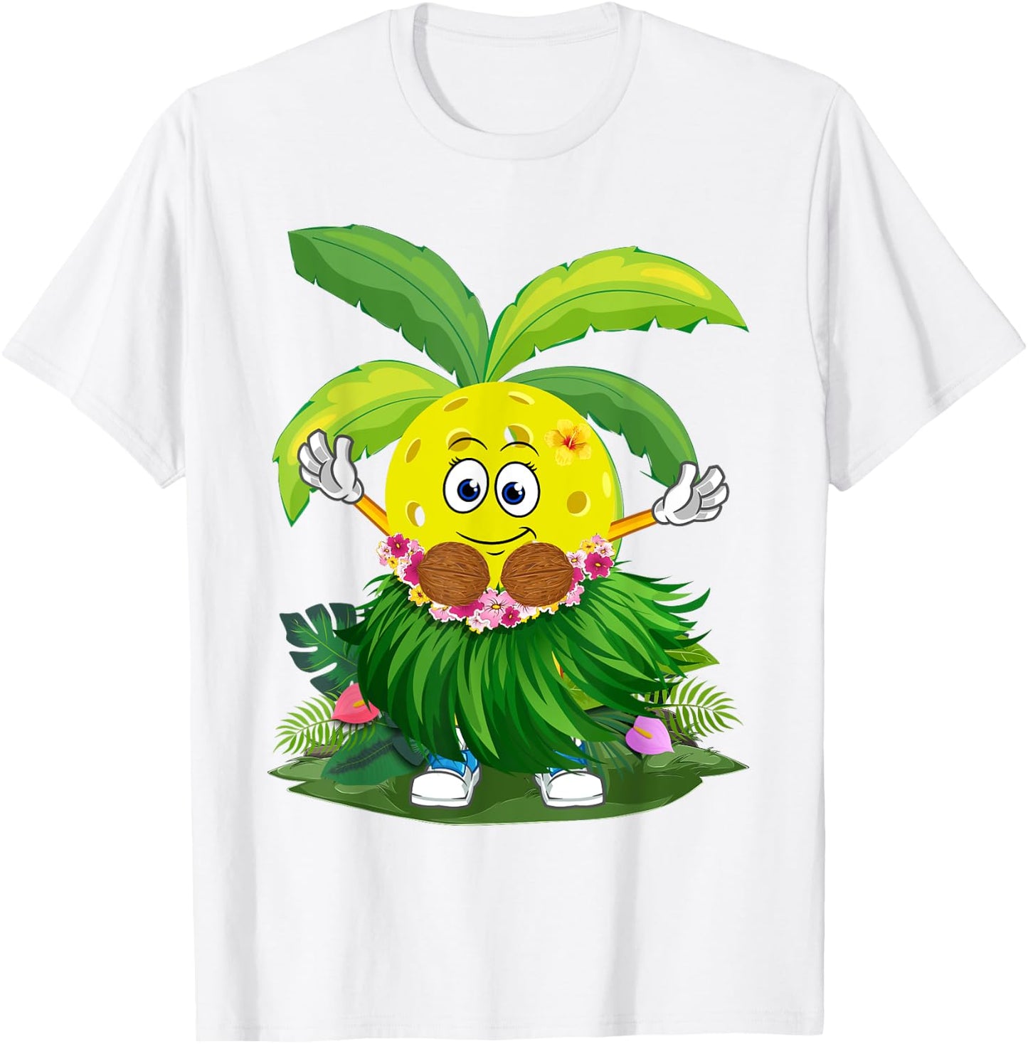Cute Hawaiian Pickleball Ball Tropical Beach Summer Vacation Men Women Kids T-Shirt - T-Shirt | White