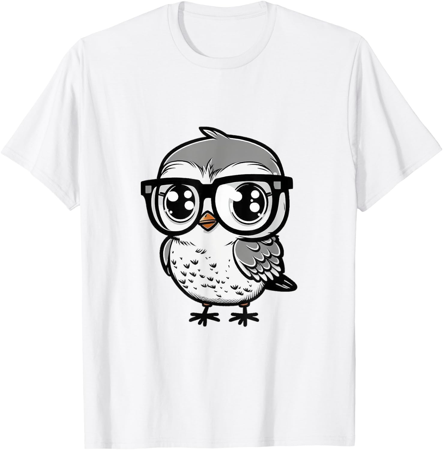 Nerdy Birdy Kawaii Cute Happy Bird with Glasses Animal T-Shirt - T-Shirt | White