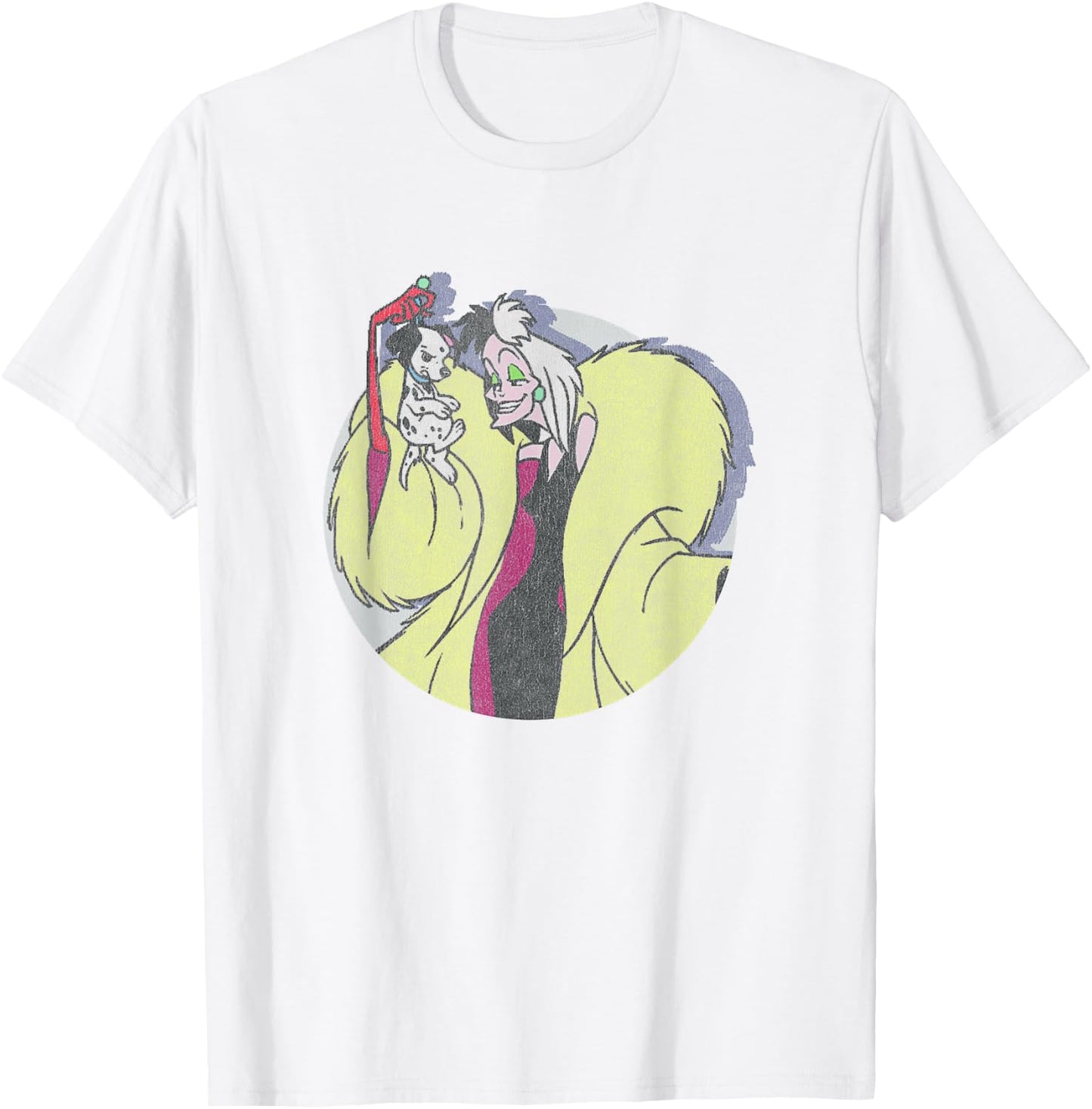 Disney 101 Dalmatians Cruella De Vil Holding Puppy Vintage T-Shirt - T-Shirt | White